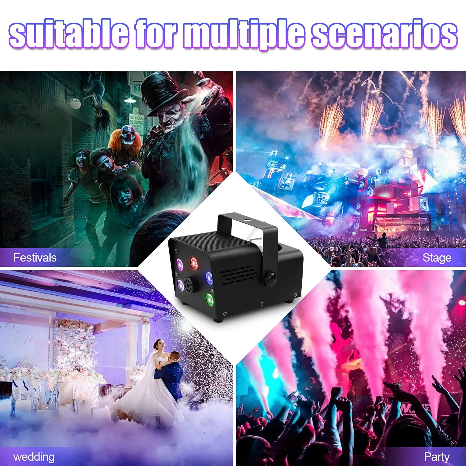 Fog Machine Smoke 550W 5 three-in-one RGB Light Beads Smoke Machine with Remote Control for Party Stage - Image 3