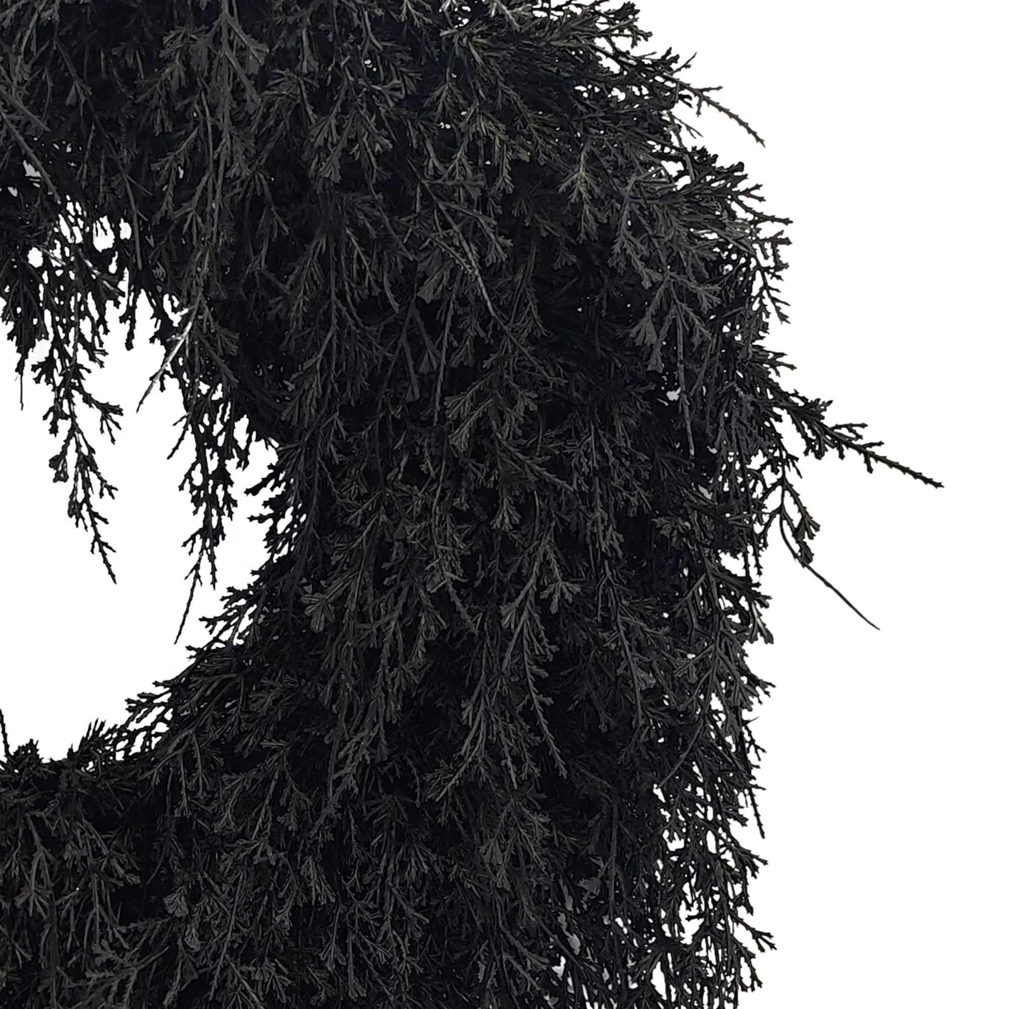 My Texas House Halloween Drapey Faux Cedar Wreath, Black, 24" - Image 4